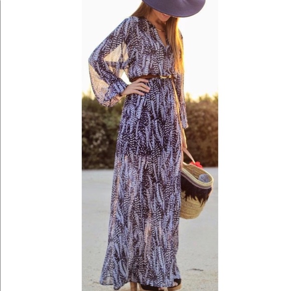 long sleeve boho maxi dress
